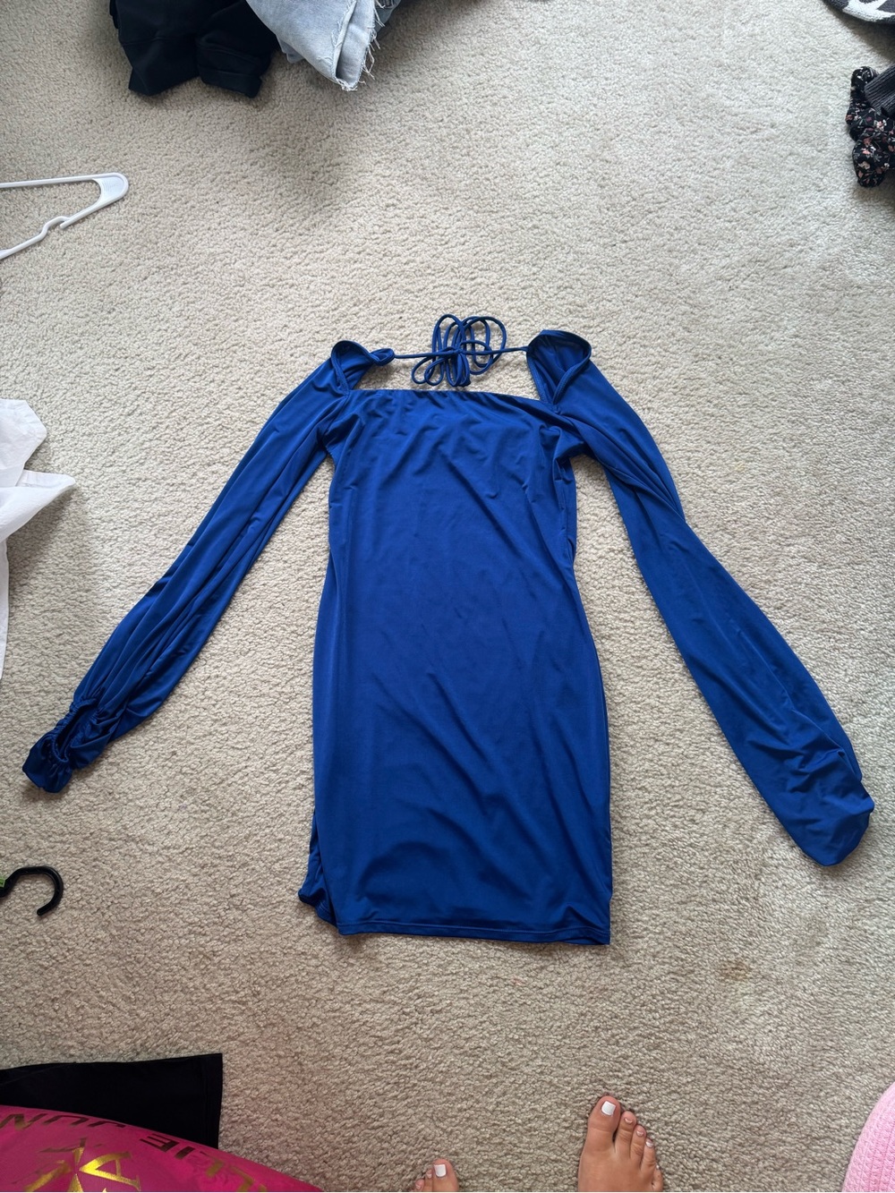 Lucy in the Sky Royal Blue Off-Shoulder Long Sleeve Bodycon Dress